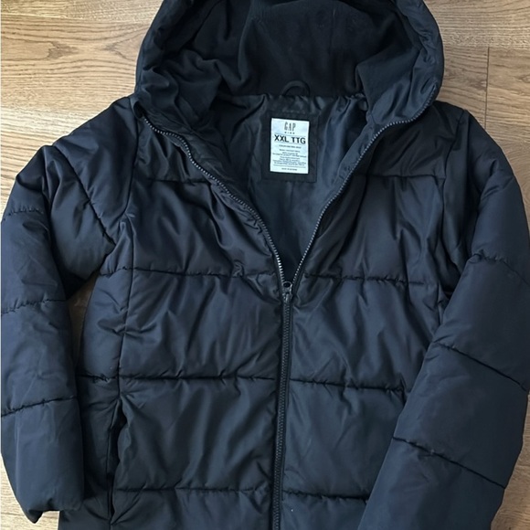 GAP Black Puffer Jacket with Synthetic Fabric and Zipper - Picture 2 of 4